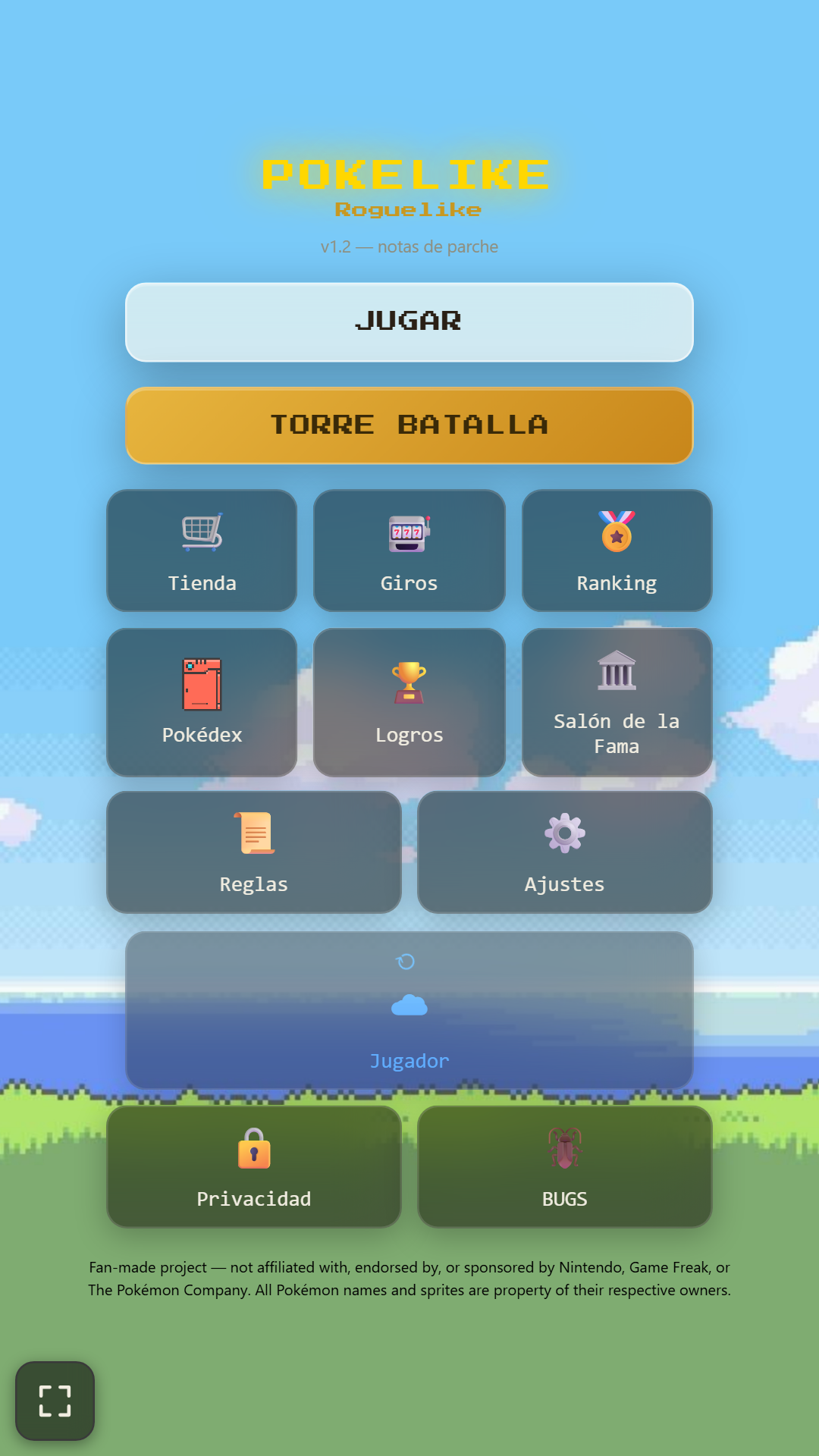 Pokelike screenshot — home